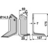 Rotorfreskniv - 175x60x7mm - Høyre - Maletti