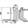Rotorfreskniv - 190x60x6mm - Venstre - Gaspardo, Maschio