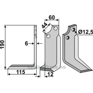 Rotorfreskniv - 190x60x6mm - Venstre - Gaspardo, Maschio