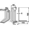 Rotorfreskniv - 190x60x6mm - Høyre - Gaspardo, Maschio