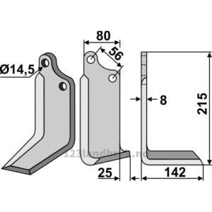 Rotorfreskniv - 215x80x8mm - Høyre - Gaspardo, Maschio