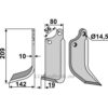Rotorfreskniv - 209x80x10mm - Venstre - Gaspardo, Maschio