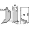 Rotorfreskniv - 209x80x10mm - Høyre - Gaspardo, Maschio
