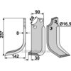 Rotorfreskniv - 257x90x8mm - Venstre - Gaspardo, Maschio