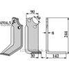 Rotorfreskniv - 244x90x8mm - Høyre - Gaspardo, Maschio