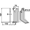 Rotorfreskniv - 187x70x6mm - Venstre - Gaspardo, Maschio