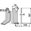 Rotorfreskniv - 187x70x6mm - Høyre - Gaspardo, Maschio