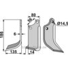 Rotorfreskniv - 186x80x6mm - Venstre - Gaspardo, Maschio, Zappator