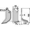 Rotorfreskniv - 186x80x6mm - Høyre - Gaspardo, Maschio, Zappator