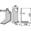 Rotorfreskniv - 175x80x6mm - Høyre - Gaspardo, Maschio