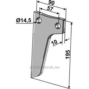Rotorfreskniv til - 195x90x10mm - Gaspardo, Maschio