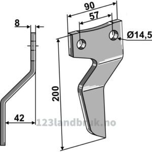 Rotorfreskniv - 200x90x8mm - Venstre - Gaspardo, Maschio