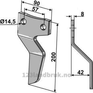 Rotorfreskniv - 200x90x8mm - Høyre - Gaspardo, Maschio