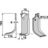 Rotorfreskniv - 193x70x6mm - Venstre - Gaspardo, Maschio