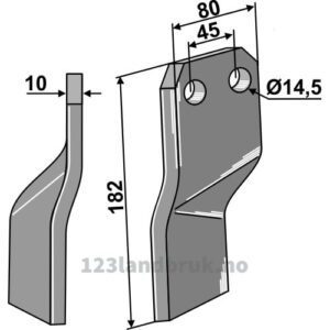 Rotorfreskniv - 182x80x10mm - Høyre - Gaspardo, Maschio