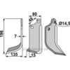Rotorfreskniv - 196x80x7mm - Venstre - Forigo-Roteritalia, Gaspardo, Maschio