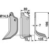Rotorfreskniv - 196x80x7mm - Høyre - Forigo-Roteritalia, Gaspardo, Maschio