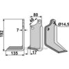 Rotorfreskniv - 192x80x7mm - Venstre - Gaspardo, Maschio