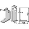 Rotorfreskniv - 192x80x7mm - Høyre - Gaspardo, Maschio