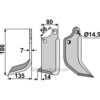 Rotorfreskniv - 186x80x7mm - Venstre - Gaspardo, Maschio