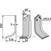 Rotorfreskniv - 182x60x5mm - Venstre - Gaspardo, Maschio
