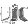 Rotorfreskniv - 225x80x10mm - Venstre - Gaspardo, Maschio