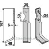Rotorfreskniv - 167x30x6mm - Venstre - M.E.A.A.T., Mearelli