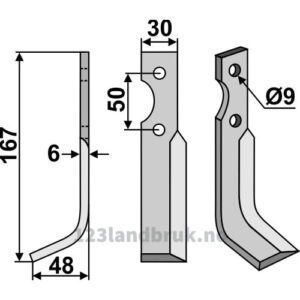 Rotorfreskniv - 167x30x6mm - Venstre - M.E.A.A.T., Mearelli