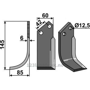 Rotorfreskniv - 145x60x6mm - Venstre - M.E.A.A.T.