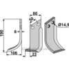 Rotorfreskniv - 190x80x8mm - Venstre - Meritano