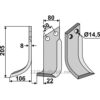 Rotorfreskniv - 205x80x8mm - Venstre - Meritano