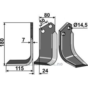Rotorfreskniv - 180x80x7mm - Venstre - Meritano
