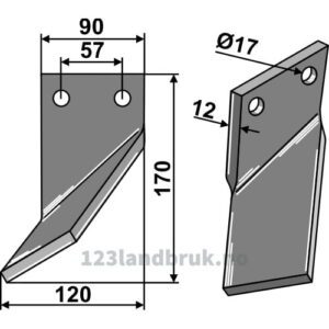 Rotorfreskniv - 170x90x12mm - Venstre - Massano