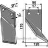 Rotorfreskniv - 170x90x12mm - Høyre - Massano