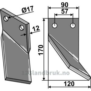 Rotorfreskniv - 170x90x12mm - Høyre - Massano
