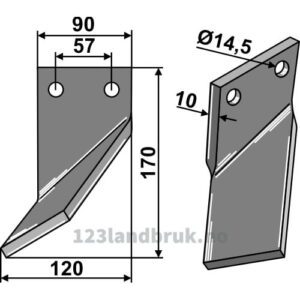 Rotorfreskniv - 170x90x10mm - Venstre - Massano