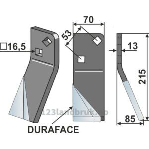 Rotorfreskniv DURAFACE - 215x70x13mm - Høyre - Massano