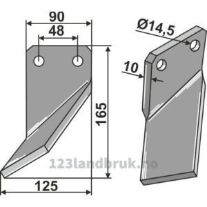 Rotorfreskniv - 165x90x10mm - Venstre - Massano