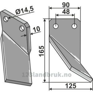 Rotorfreskniv - 165x90x10mm - Høyre - Massano