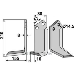 Rotorfreskniv - 210x80x8mm - Venstre - Muratori