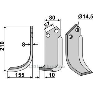Rotorfreskniv - 210x80x8mm - Venstre - Muratori