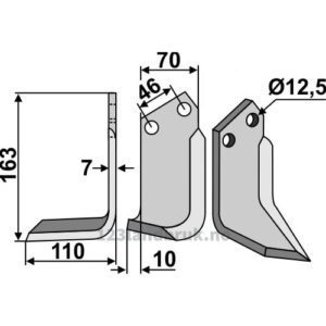 Rotorfreskniv - 163x70x7mm - Venstre - Muratori