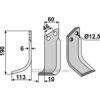 Rotorfreskniv - 190x60x6mm - Venstre - Muratori, Sovema