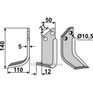 Rotorfreskniv - 140x50x5mm - Venstre - Muratori