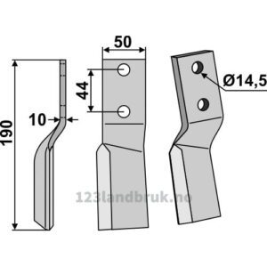 Rotorfreskniv - 190x50x10mm - Venstre - Muratori