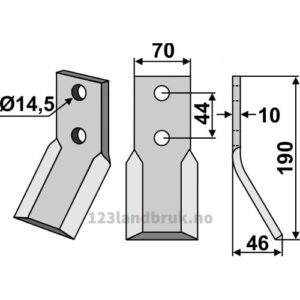 Rotorfreskniv - 190x70x10mm - Muratori