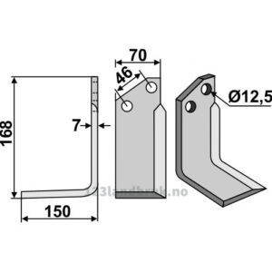 Rotorfreskniv - 168x70x7mm - Venstre - Muratori