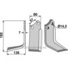 Rotorfreskniv - 185x80x7mm - Venstre - Muratori