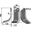 Rotorfreskniv - 190x80x6mm - Venstre - Muratori