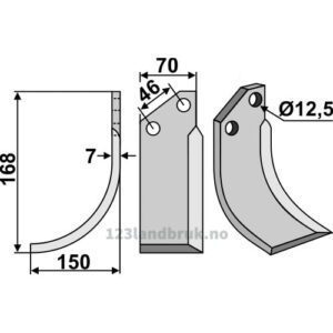 Rotorfreskniv - 168x70x7mm - Venstre - Muratori